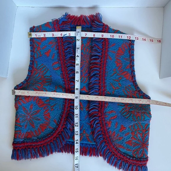 Rare Vintage Homemade Vest XS Red and Blue - Picture 5 of 5